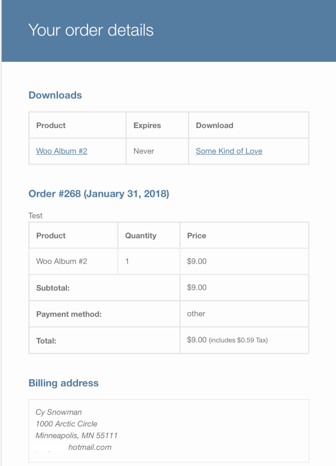 Email link download di WooCommerce