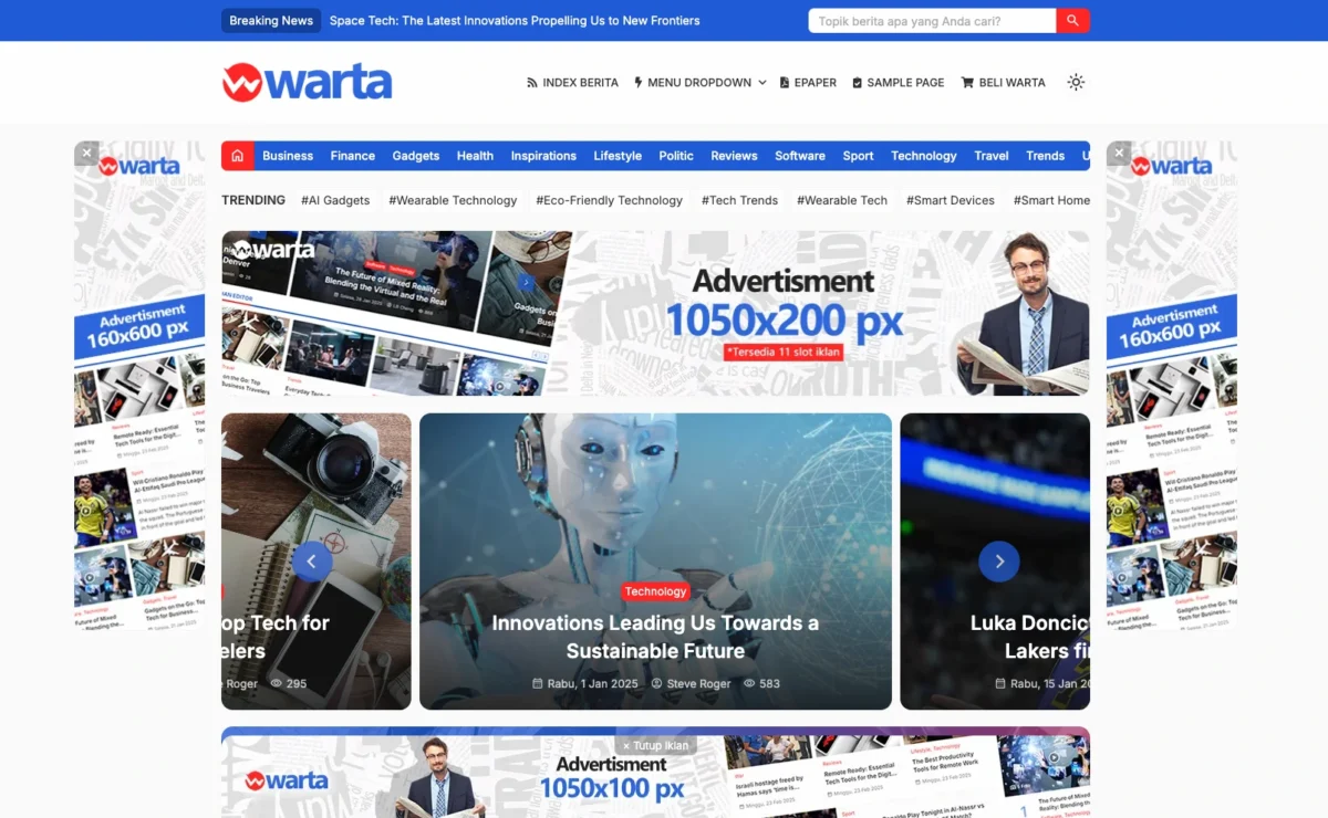 Website demo tema WordPress berita Warta