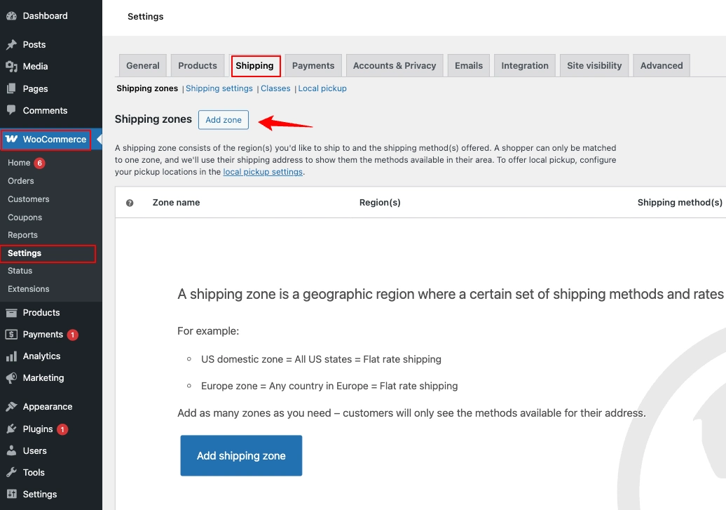 Menambahkan zona pengiriman di WooCommerce