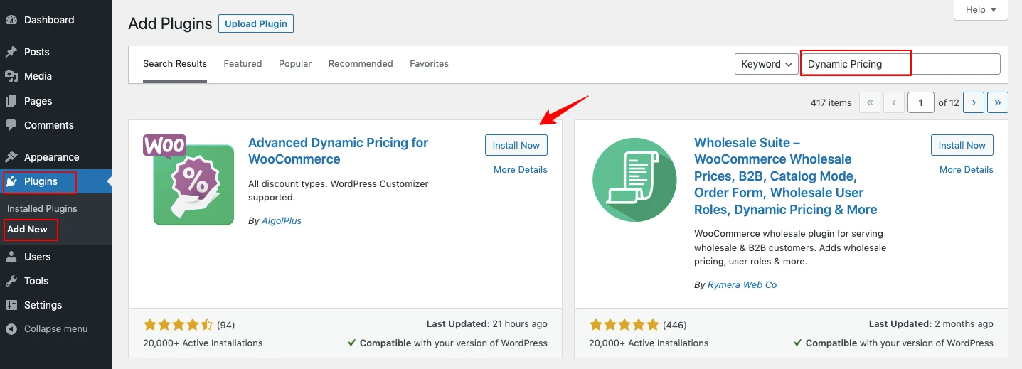 Install plugin Advanced Dynamic Pricing for WooCommerce