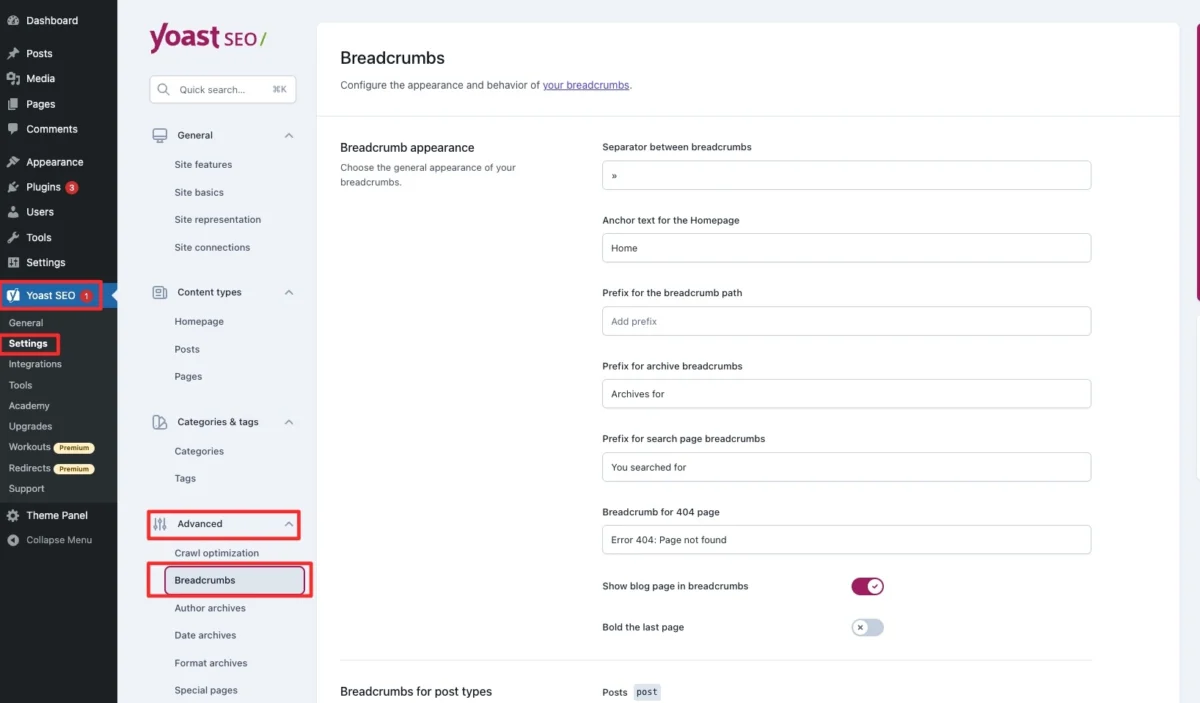 Tutorial Yoast SEO dan Cara Setting Untuk Pemula 4 yoast settings breadcrumbs