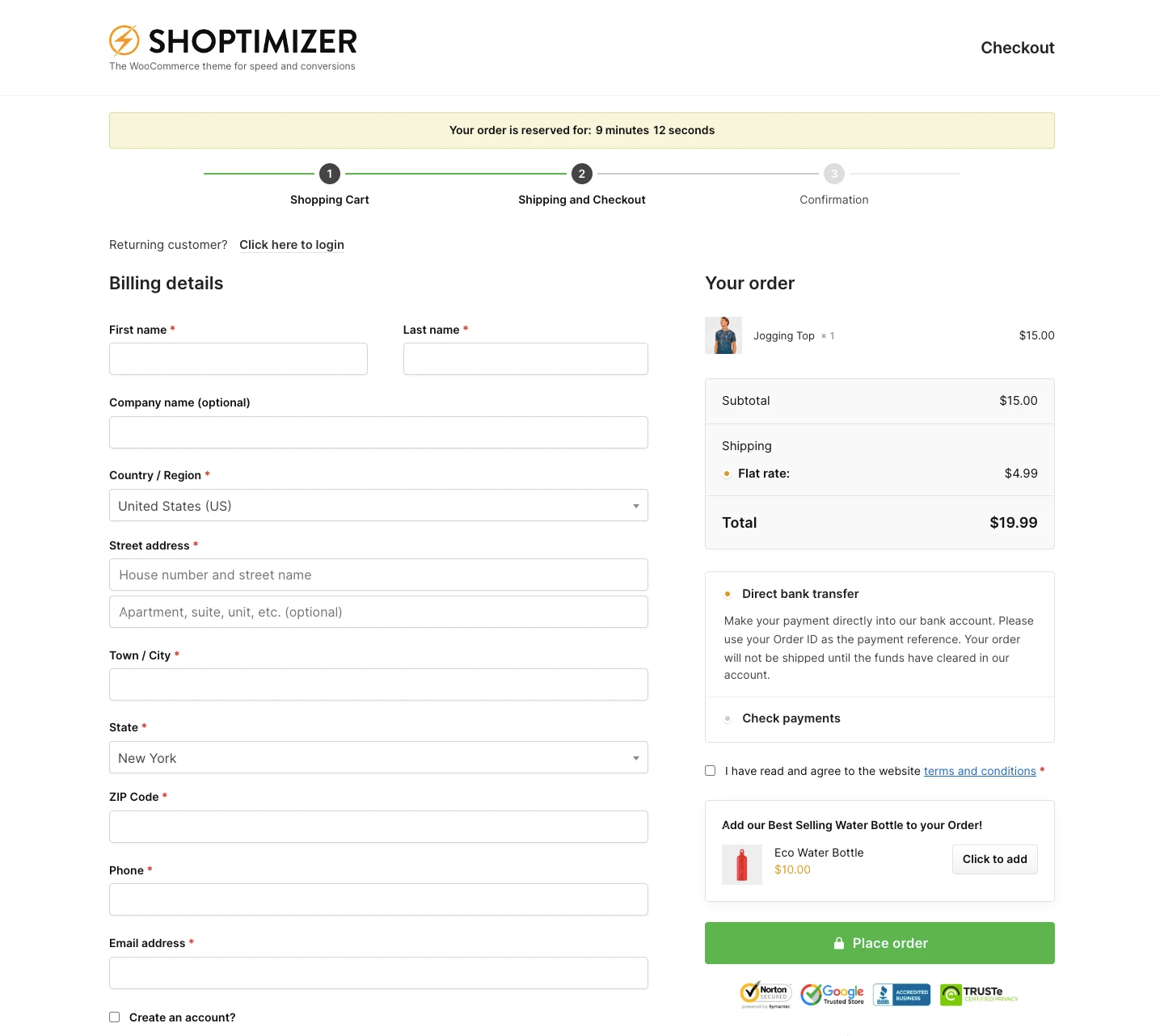Halaman checkout template shoptimizer