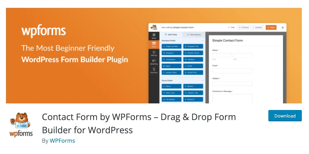 plugin contact form worpdress by wpform