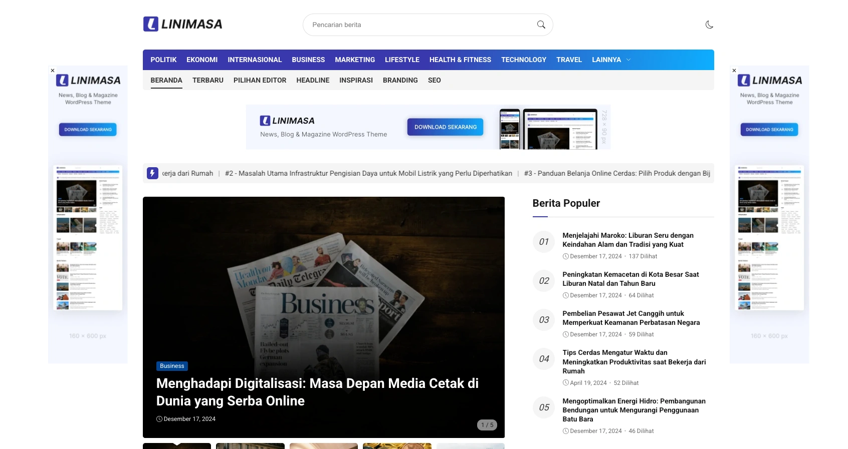 Tema WordPress berita Linimasa