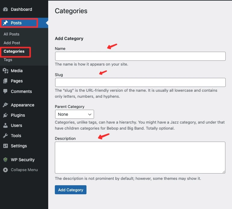 Menambahkan kategori artikel di WordPress