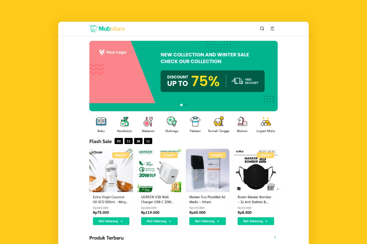 tema toko online WordPress mobstore