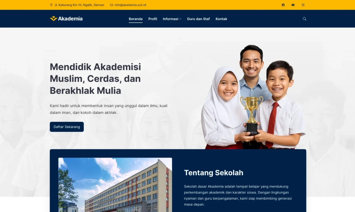 tema website sekolah WordPress Akademia