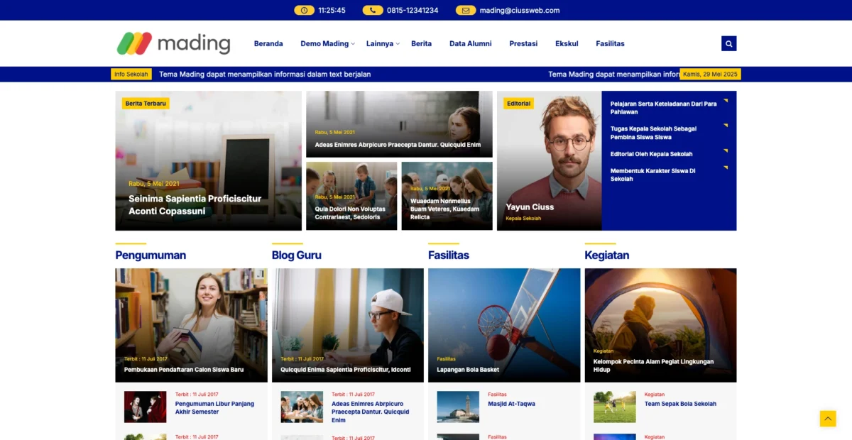 tema website sekolah WordPress Mading
