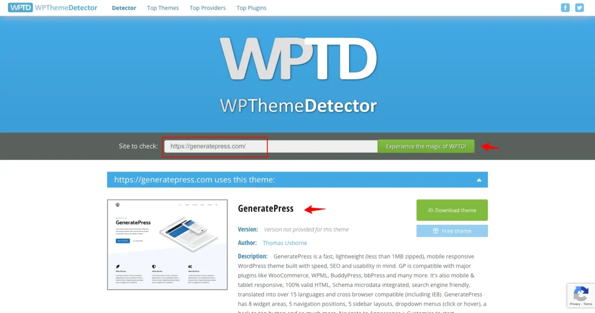 menemukan tema WordPress menggunakan wpthemedectector.com