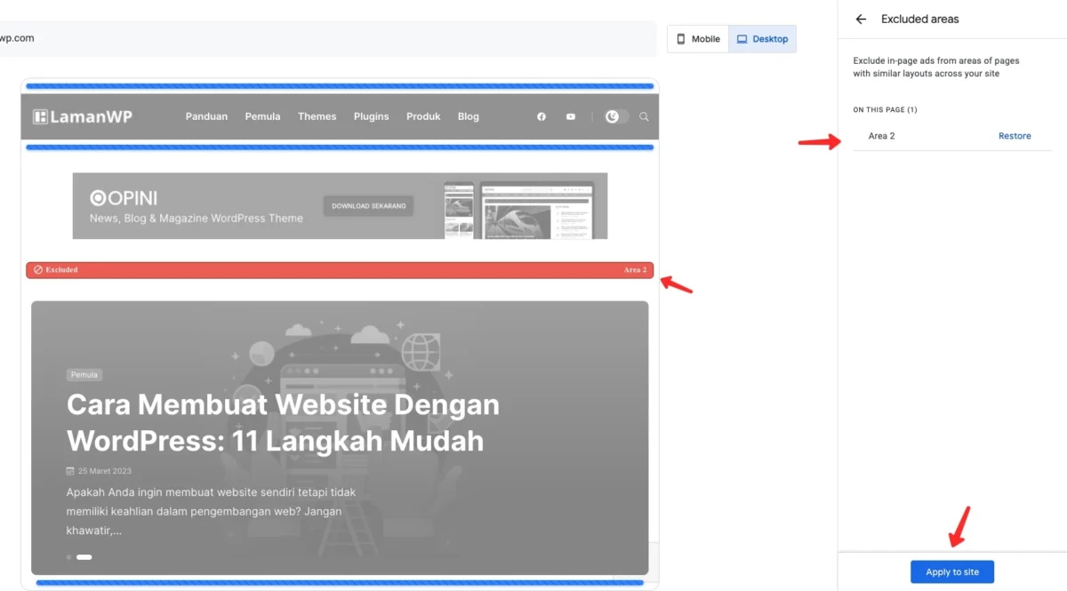 Masukan lokasi iklan ke daftar exclude