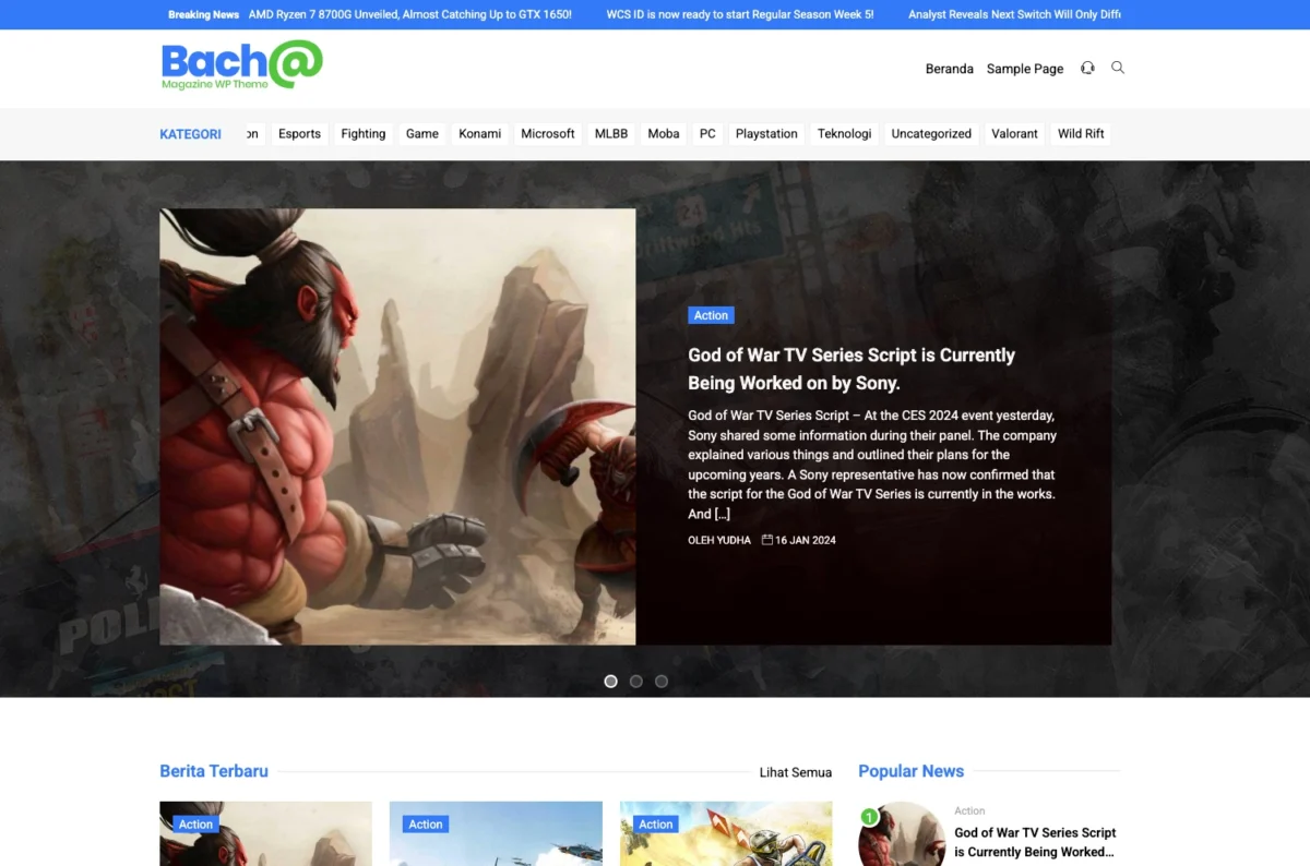 Tema WordPress berita Bacha