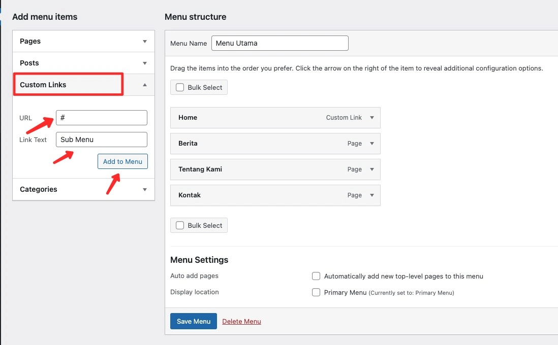 Membuat parent menu dari menu external