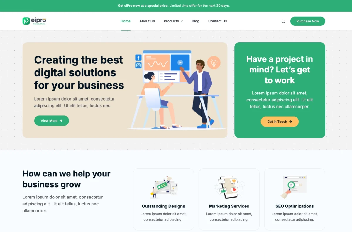 Demo website tema company profle eiPro