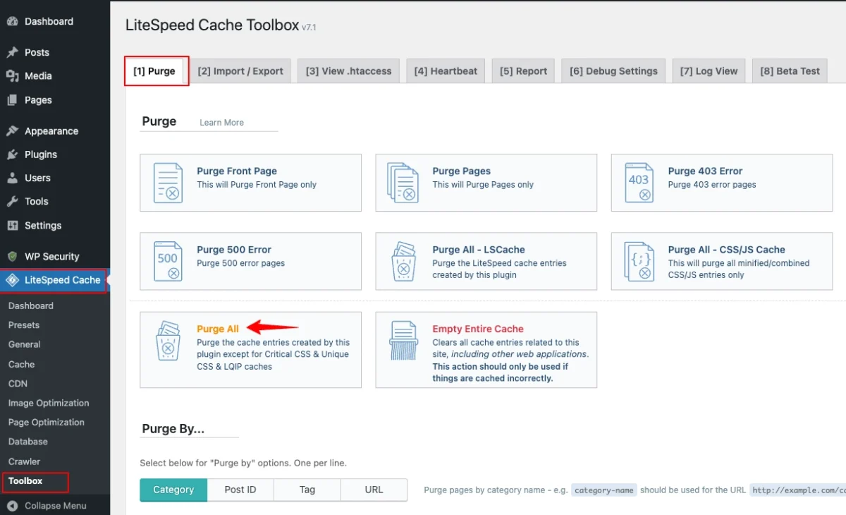 Cara Membersihkan Cache di WordPress 3 litespeed cache clear