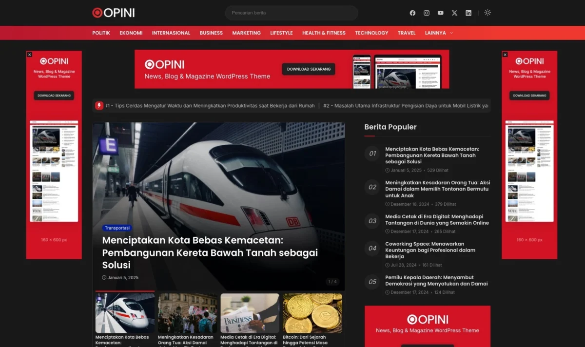 Fitur website berita dark mode