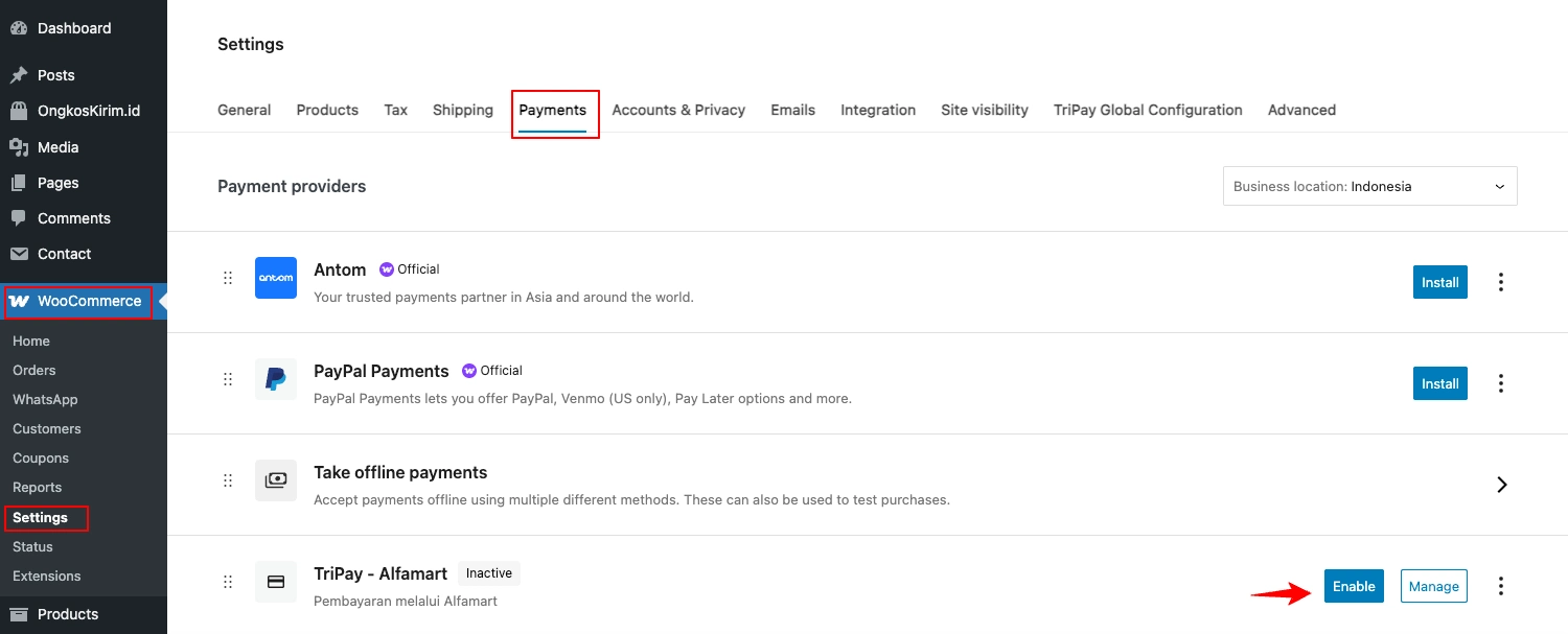 Cara Integrasi Tripay Di WooCommerce 18 tripay enable payment channel