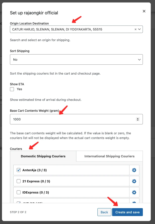 rajaongkir-wp-choose-kurir