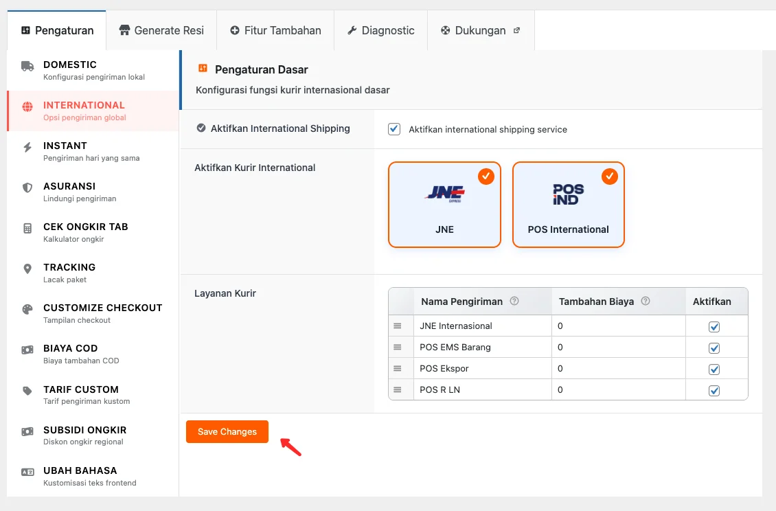 Tutorial Setting Ongkir AgenWebsite di WooCommerce 9 agenwebsite-biaya-internasional