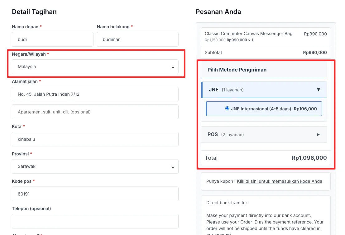 Tutorial Setting Ongkir AgenWebsite di WooCommerce 10 agenwebsite-internasional-fee-shipping